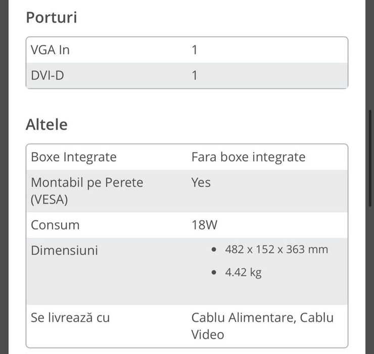 Monitor Dell E2011H, 20" LED, 1600x900 HD,