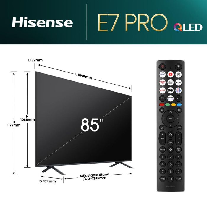 85" Телевизор Hisense 85E7NQ 4K UltraHD Smart TV (2024)