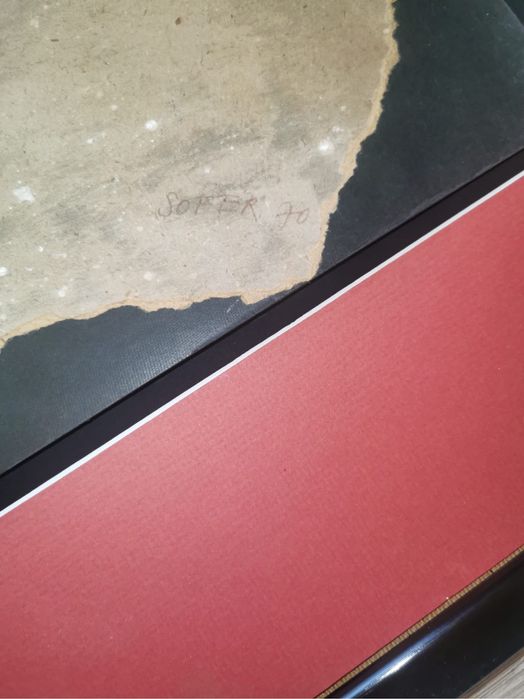 Антикварна картина колаж смесена техника авторска подписана дататирана