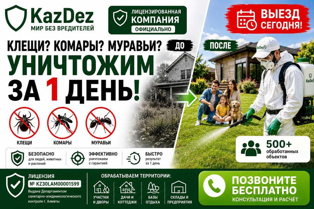 Дезинфекция Участка от Комаров Клещей Муравьев Уничтожение Насекомых