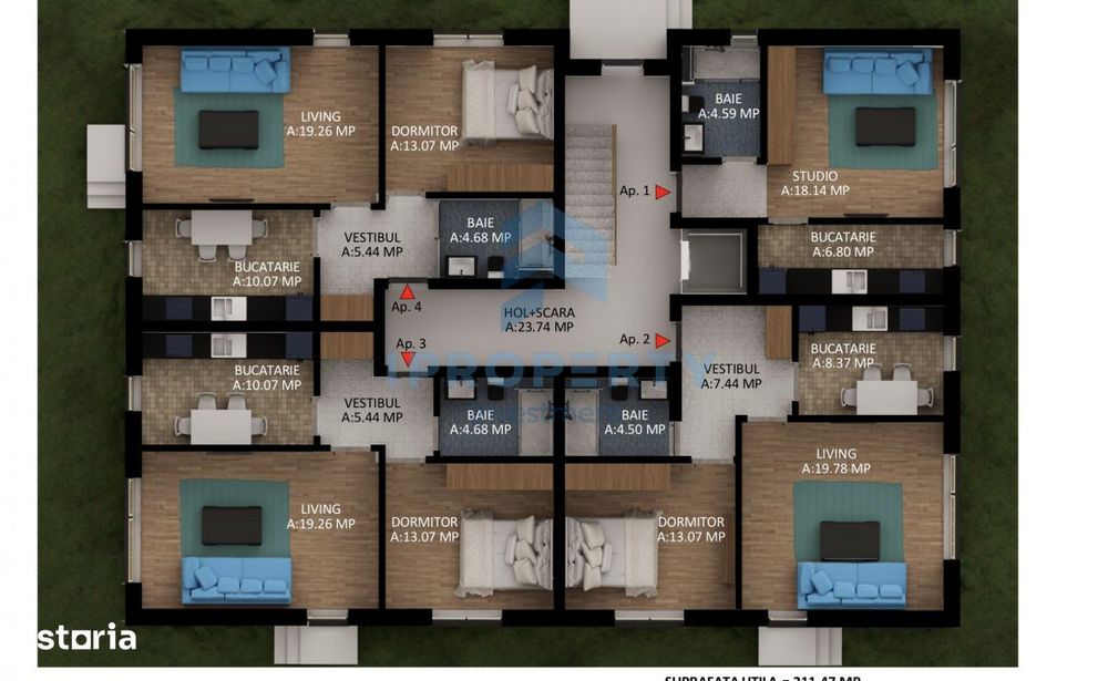 Proiect 12 Apartamente | Bloc P+2 cu lift | Ap 2 Cam si Gars | predare