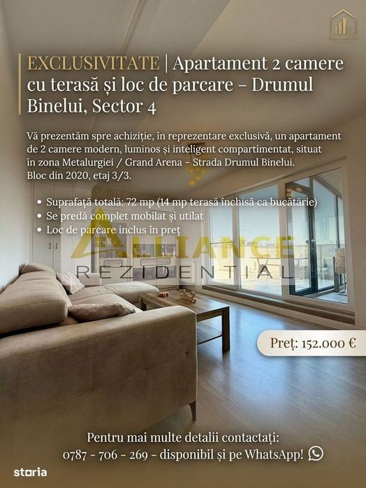 EXCLUSIVITATE | Apartament 2 camere + terasă + parcare – Sector 4 — fotografia 1