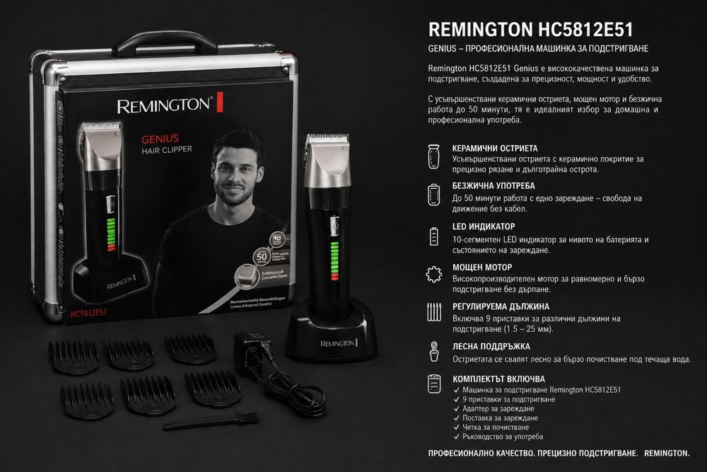 Професионална машинка за подстригване REMINGTON GENIUS с куфарче