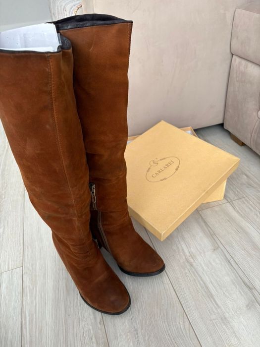 Рыжие натуральные сапоги