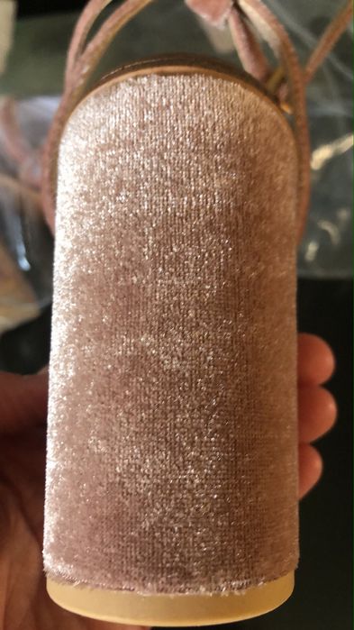 Bershka sandale catifea roz rosé Pal 36 toc 9cm strassuri