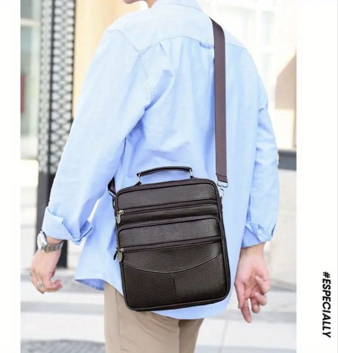 Мъжка кожена работна чанта/Елегантна и стилна, кафява естествена кожа!