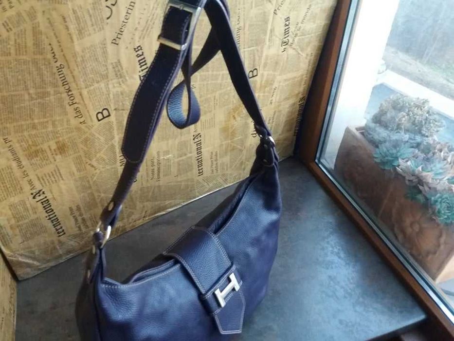 дамска чанта лилава кожена чанта с цвят на патладжан -естествена кожа