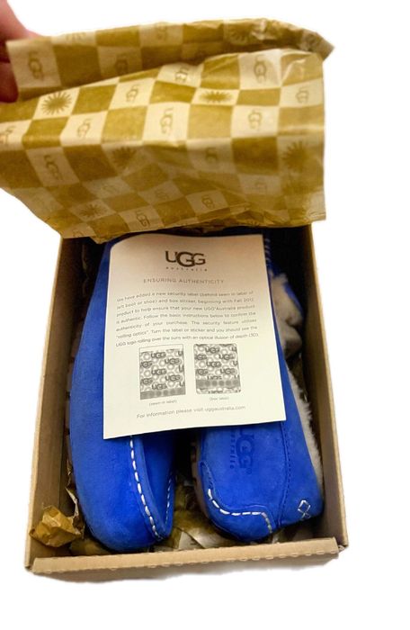 UGG Ansley mocasini damă piele întoarsă albastru electric + blană naturală | papuci premium confort iarnă | EU 38