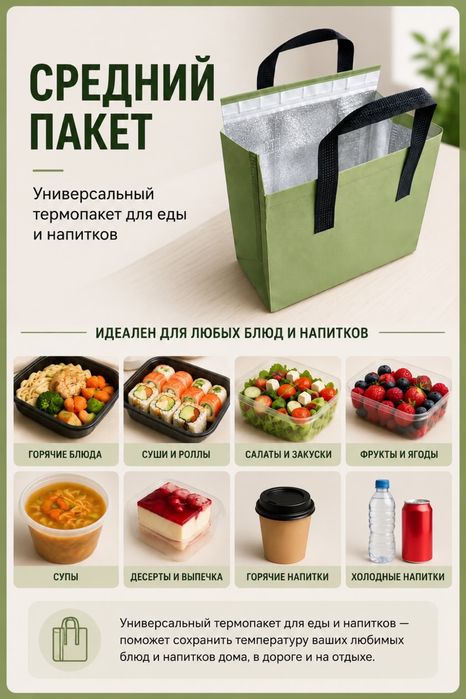 Термопакеты для доставки еды