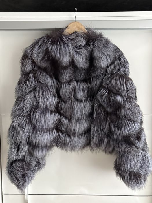 Палто естествен косъм сребърна лисица