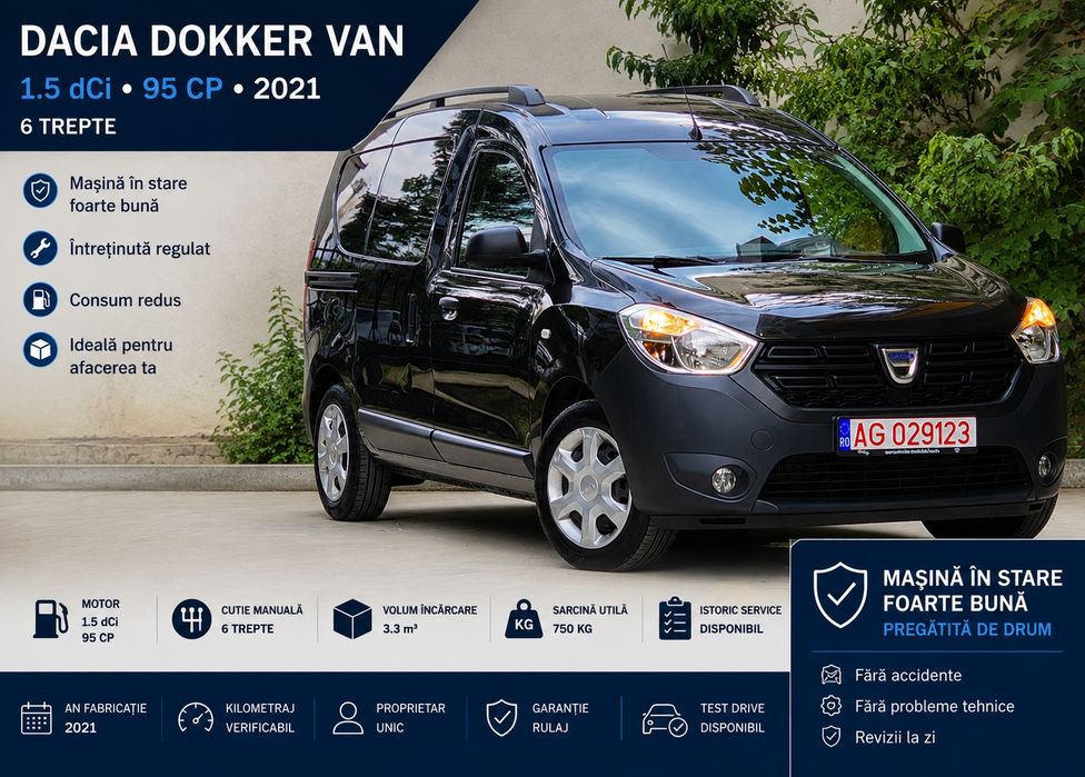 Dacia Dokker Van-2021-Navigatie-95cp-6 trepte-Unic Proprietar