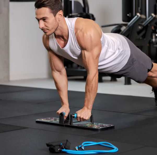 Многофункционален уред /дъска за лицеви опори с ластици