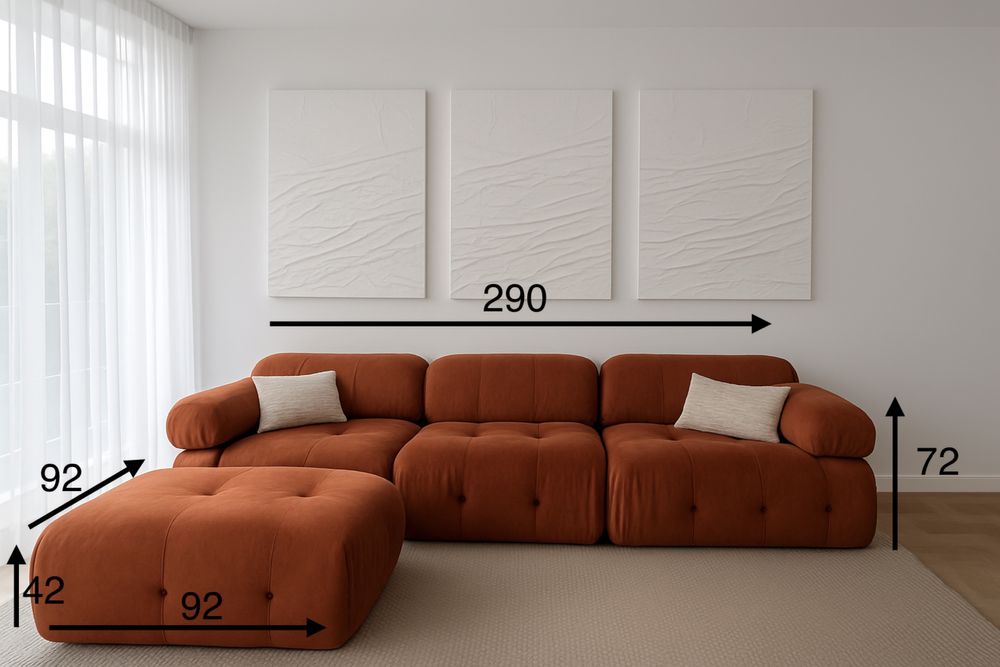 Canapea modulară din catifea portocalie