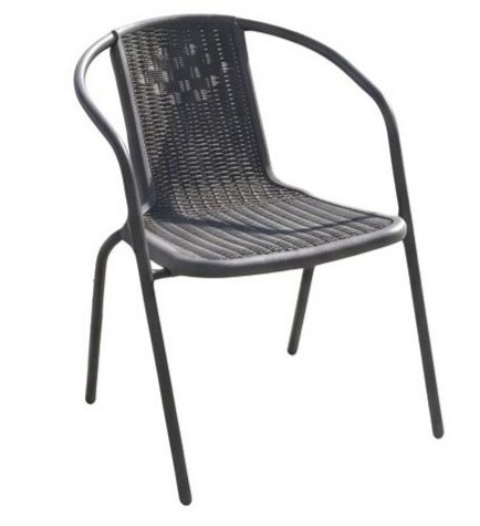 Градински стол Ратан Подреждащ се, Стомана, Пластмаса, Черен, 70×60×55