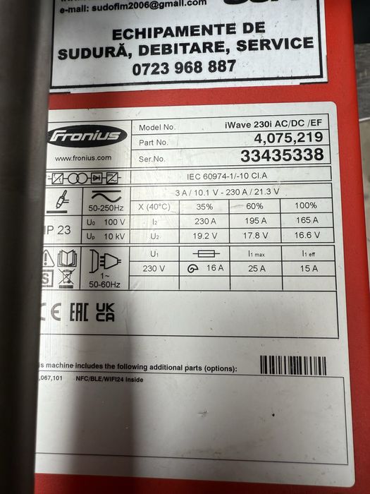 Aparat de sudura TIG AC/DC - Fronius iWave 230i