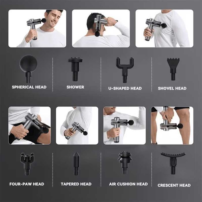 Lenovo мускулен масажор, Безжичен масажен пистолет с 8 приставки, USB