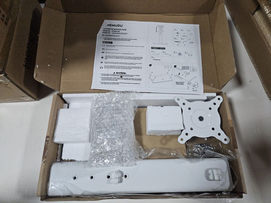 Suport monitor 13-32 inch (33-81 cm) cu baza din sticla temperata, alb