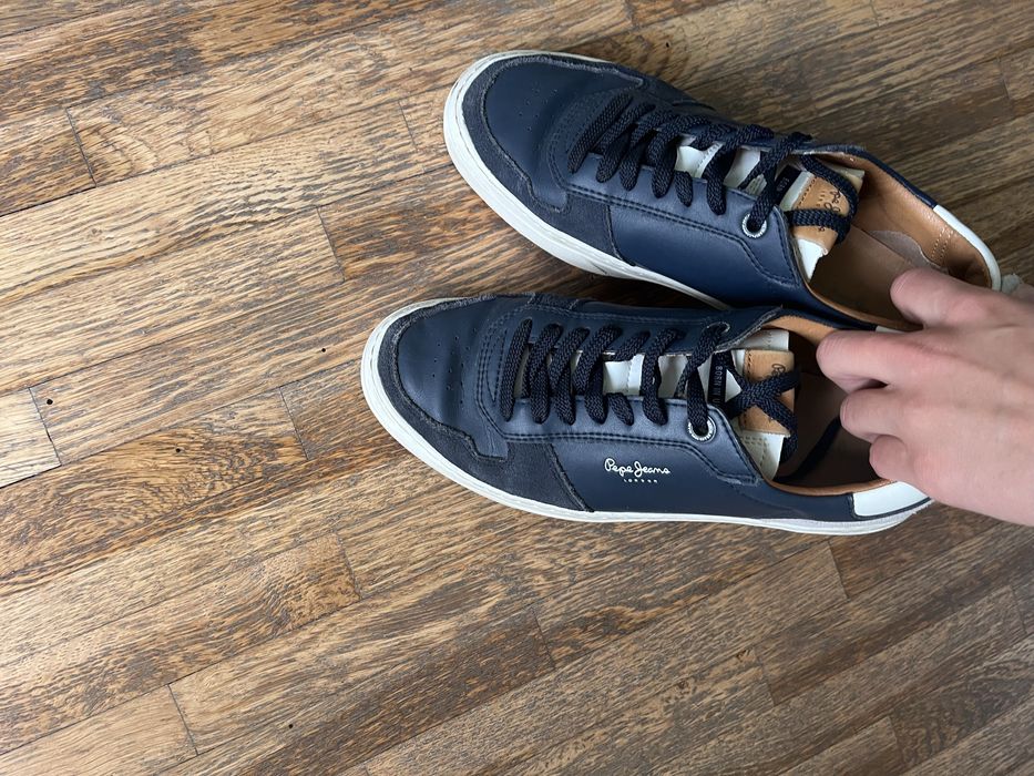 Тъмно сини мъжки кожени маратонки Pepe Jeans