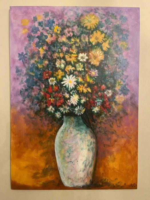 Картина на Ангел Каравланов-Ваза с букет