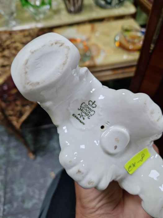 Рядък уникален антикварен порцеланов свещник Schau bach kunst