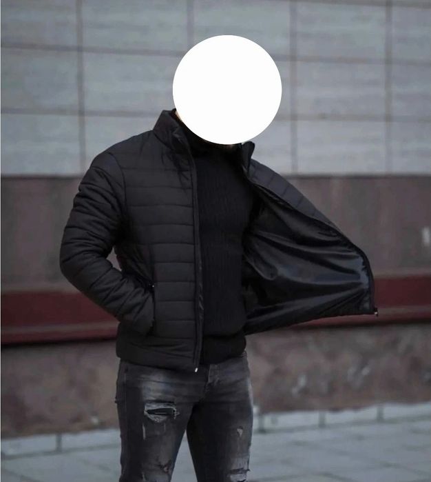 Geaca subțire sezonier negru pentru bărbați