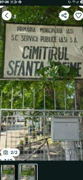 Pf vând loc de veci Sf treime păcurari aproape de strada principala