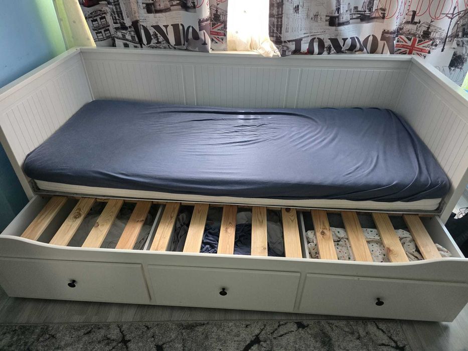 Pat Divan Ikea cu 3 sertare/2 saltele, 80x200 cm
