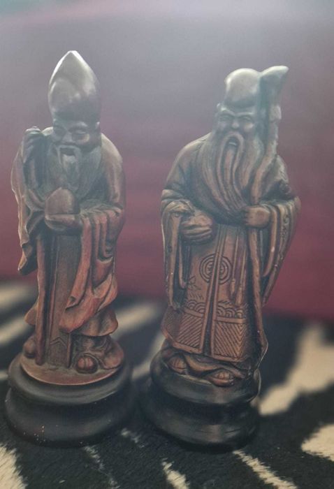 2 statuete vintage, rare reprezentand zei chinezi ai longevității