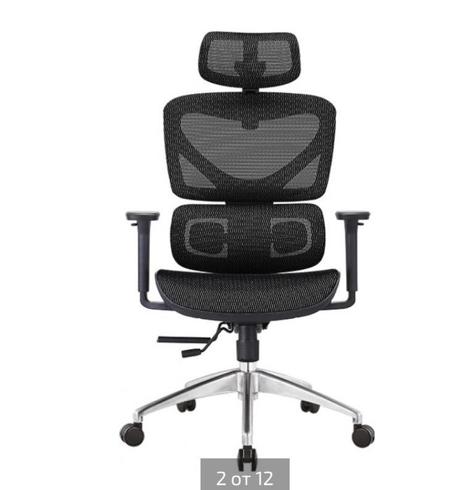 Ергономичен стол EireneBlack с 3Д лумбална опора,слайд механизъм,черен