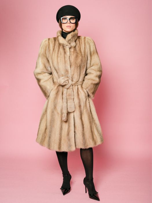 Haina lunga din blana naturala de vizon gri