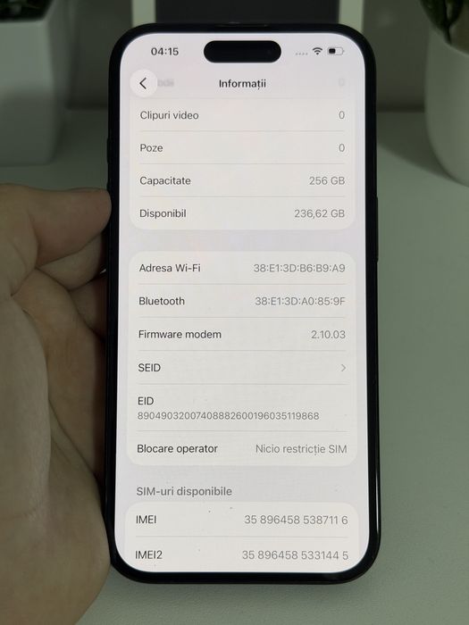 Iphone 16 256gb 91% fullbox stare buna