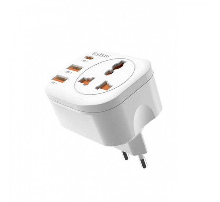 Преходник универсален, UK, EU, US, AU, 2xUSB, 1xType-C, 220VAC, 4000W