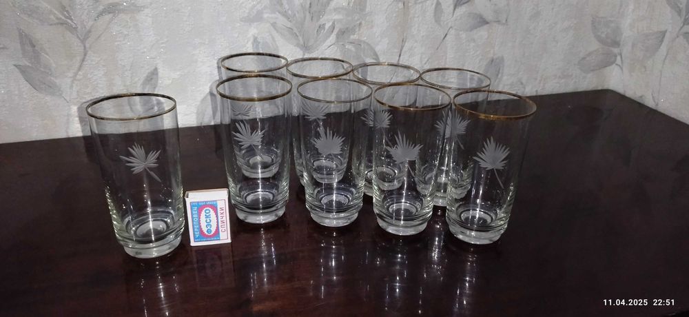 Стеклянные стаканы. 9 шт. Б.У