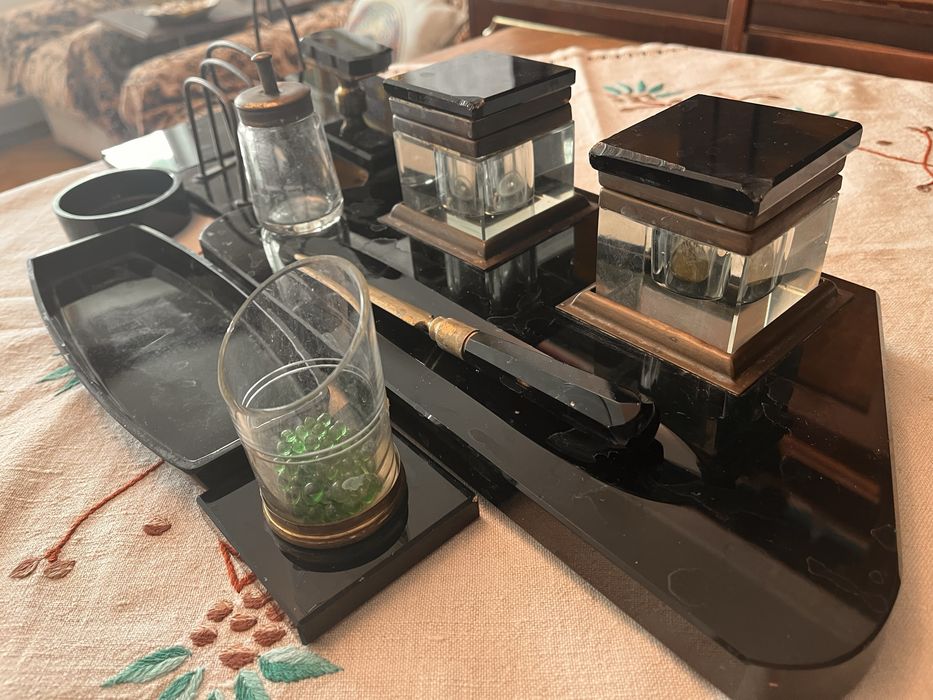 Set birou vechi cristal negru 100 ani