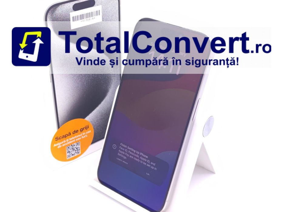 Apple iPhone 15 Pro 128GB White Titanium, Garantie 24 luni | #D90368