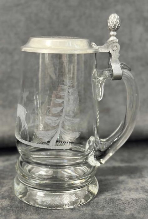 Старинна колекционерска немска халба ловна тематика / ловен мотив елен