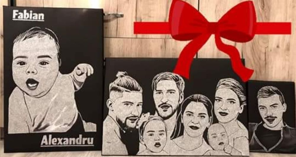 Portrete in sclipici si praf de stele canvas