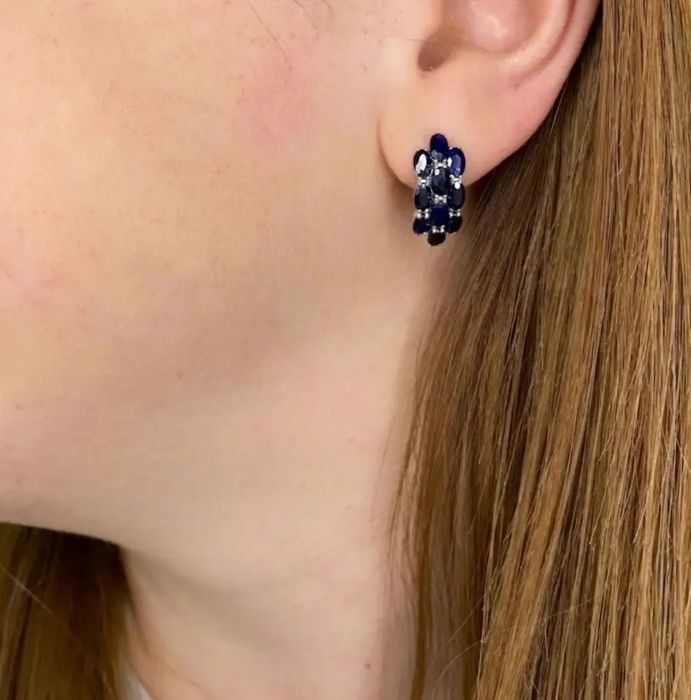 Серьги серебряные с натуральным сапфиром