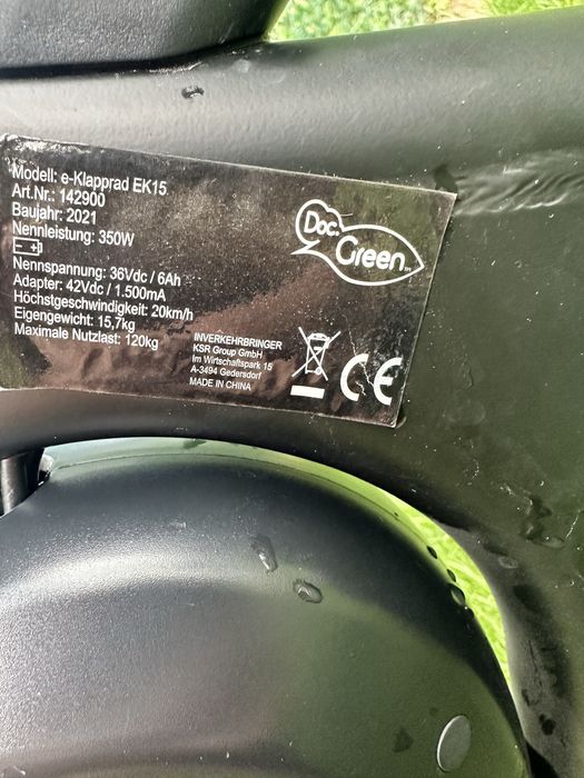 Trotineta electrica pliabila  Doc green baterie noua