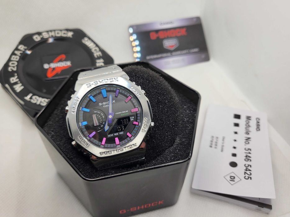 Ceas Sport Barbati  Casio g shock METAL Rainbow Mov GM B2100 Nou, Garantie 2 ani