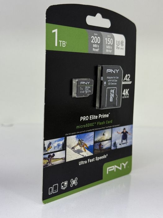 Micro Sd Флешка Карта памят 1 ТБ PNY PRO ELITE PRIME A2, 4K, U3, V30