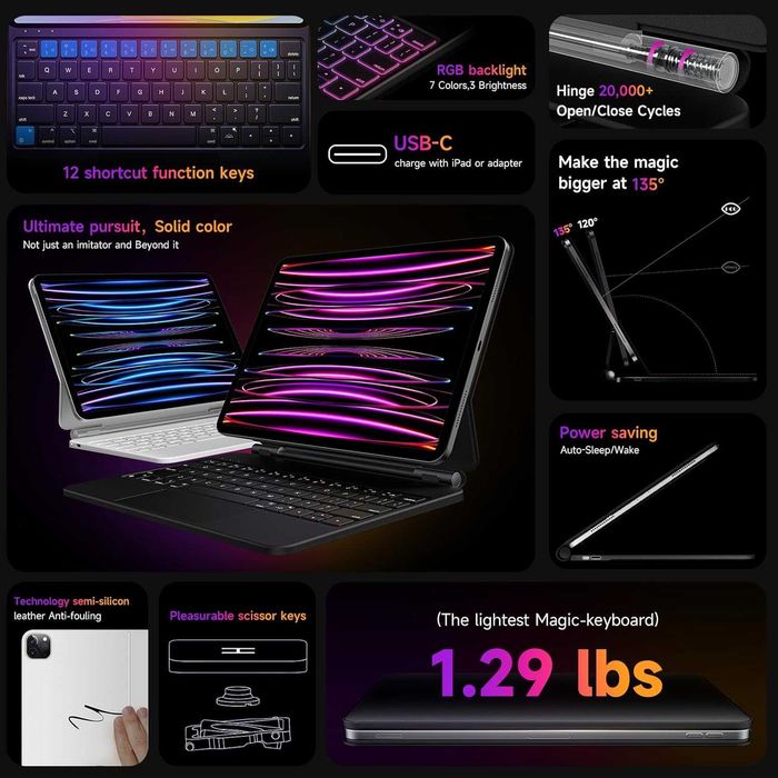 Магнитна клавиатура HOU с тъчпад за iPad Pro 11 и iPad Air (Нова)