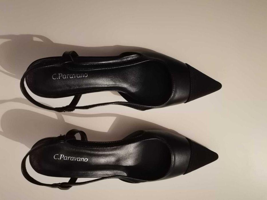 Pantofi dama C. Paravano negri cu toc, marimea 37.5, noi