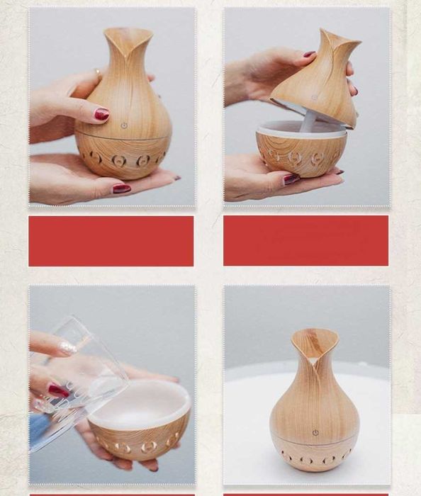 Арома дифузер за освежаване и пречистване на въздуха с LED светлини