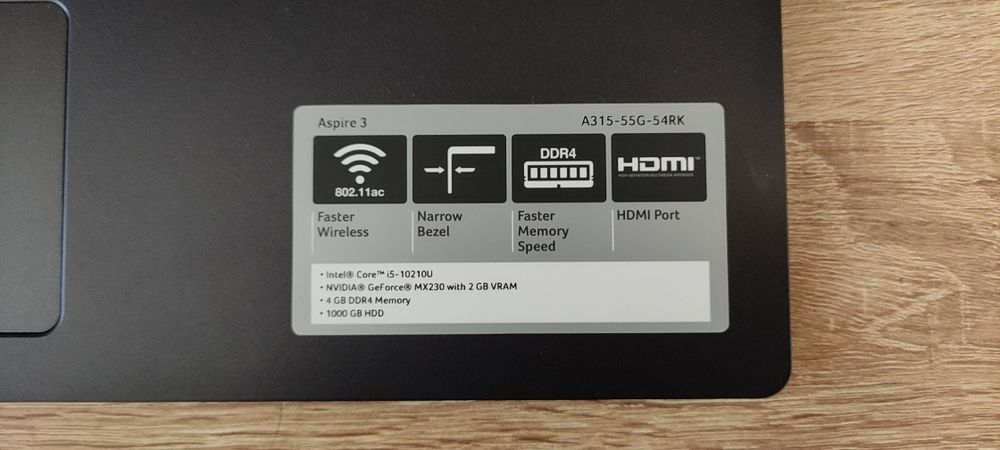 Продается ноутбук Acer Aspire 3 A315-55G