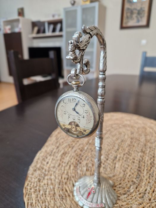 Рядък антикварен колекционерски швейцарски джобен часовник Hebdomas