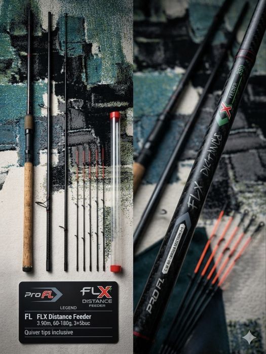 Lansetă Feeder FL FLX Distance 3.90m, 60-180g, 3+5buc