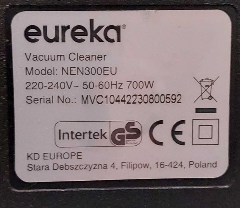 Aspirator foarte slilențios Eureka Nen300 cu fir, cu sac