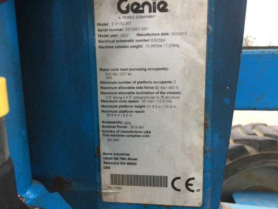 Nacel Articulata Genie Z-51/30J RT cu ISCIR Valabil