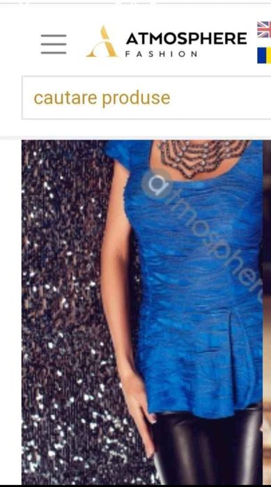 Bluză albastra creponata Atmosphere, mărimea 36
Material:95%poliester 
5%elastan.
Se închide cu fermoar.Produs romanesc. Nu are defecte. Trimit în ta